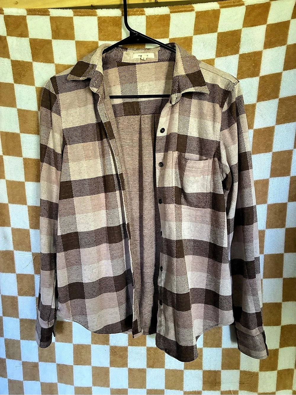 Maurices Plaid Button-Down Shirt in Brown & Pink Size Small Like New